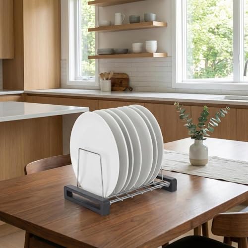 Image of Stainless Steel Plate Stand for Kitchen | Dish Rack & Plate Drying Rack | Rust Proof Plate Holder with Anti-Slip Base | Available in 6, 9 & 12 Section Stand (Silver) (Pack of 3)