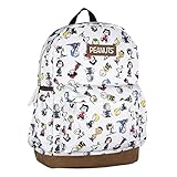 INTIMO Peanuts Snoopy Charlie Brown Sally Linus Cute School Travel Backpack With Faux Leather Bottom