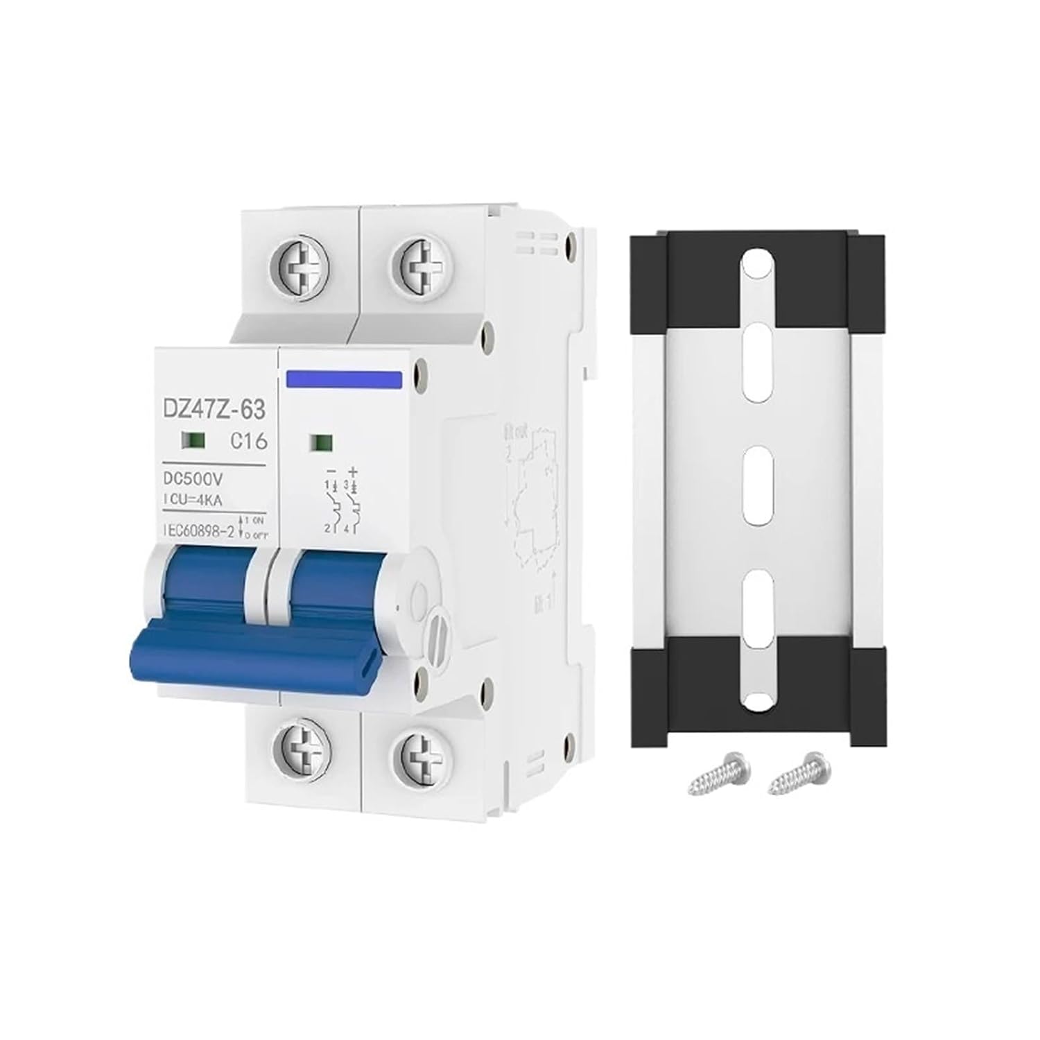 DC Miniature Circuit Breaker 2Pole 500V Thermal Magnetic Trip Din Rail Mount Switch 1Pcs(10A)