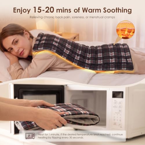 Image of Extra Large Microwave Heating Pad for Back, 24.4 X 14.17 Tartan Black