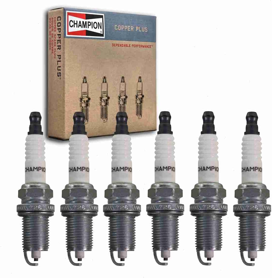 6 pc Champion Copper Plus Spark Plugs compatible with Jeep Liberty 3.7L V6 2002-2012