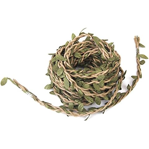 FENICAL 10m handgemachte Girlande Rattan künstliche Blatt Rebe Pflanzen Dekoration DIY Kunsthandwerk Laub grüne Blätter Rattan Kranz nach Hause dekorative Wand Party Dekoration Hochzeitsdekoration Cover