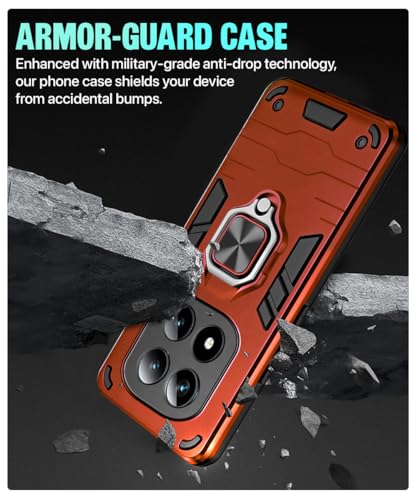 Image of WOW IMAGINE Shock Proof Back Case Mobile Cover for Mi Redmi Note 15 5G 2025 | Poco M8 5G | Back Cover Case (Tough Armor | Hybrid PC + TPU | Ring Holder & in-Built Kickstand | Red)