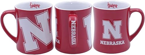 RFSJ Nebraska Cornhuskers - Taza de cerámica en relieve (3D) de 16 onzas, color rojo