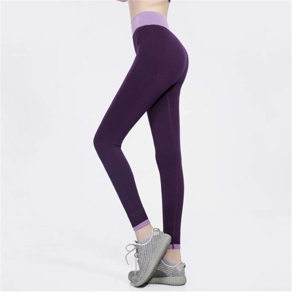 Leoie Yoga exercise Bodybuilding Women Sexy Elastic Yoga Sports Pants Wicking Force Exercise Quick-dry Leggings purple M
