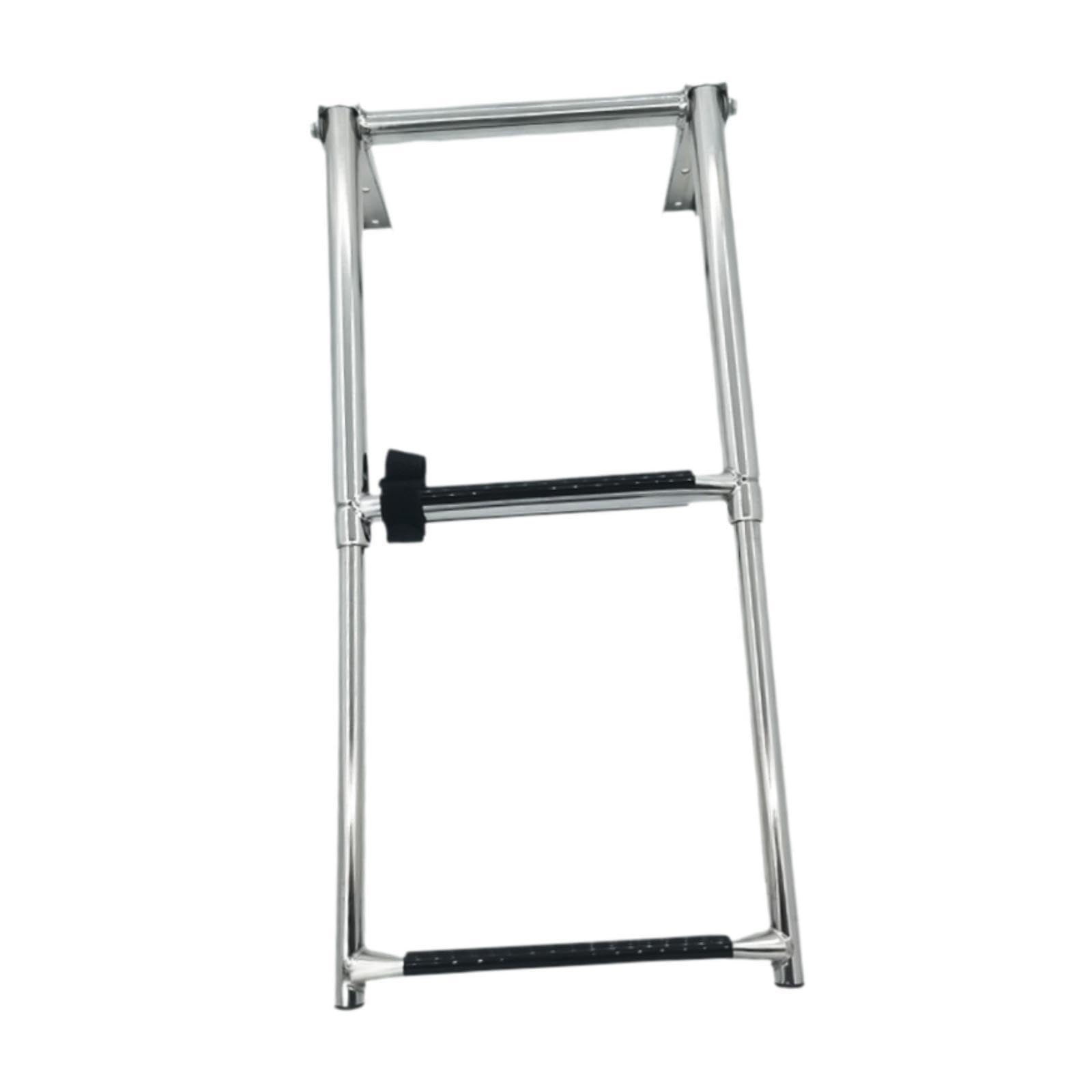 Milageto Folding Boat Ladder Under Platform Slide Mount Boat Boarding 2 Step Removable Non Slip Extendable Dock Ladder for Dinghy