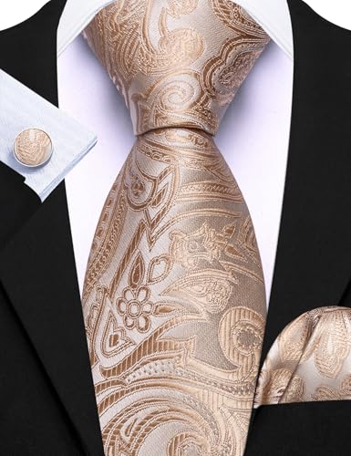 Image of Barry.Wang Designer Mens Tie Sets Collection, Eleagnt Gift Box Tie Clips Handkerchief Cufflink Set