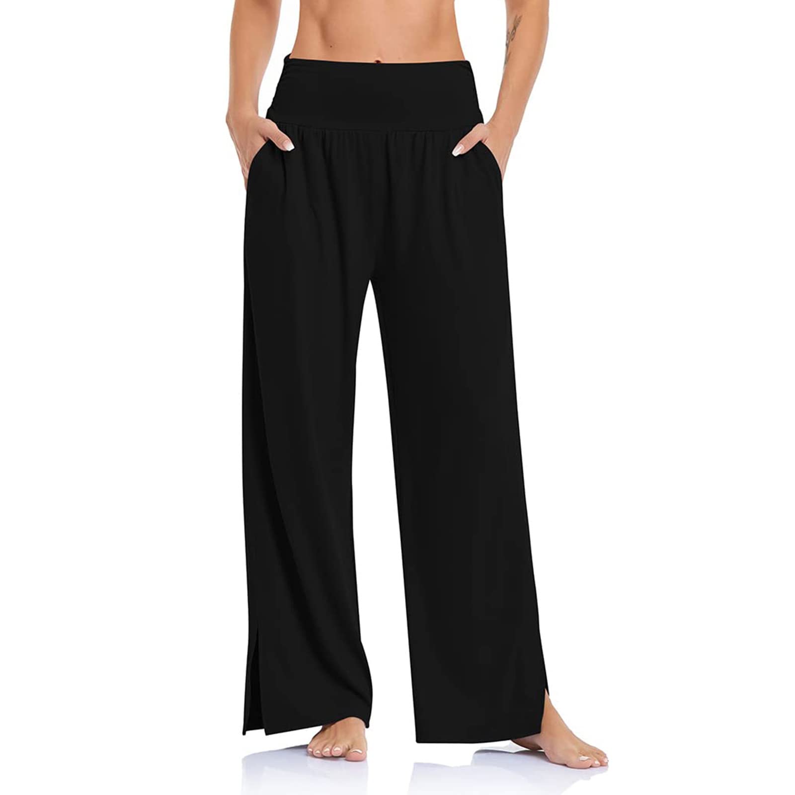 Cegerne Pantaloni da Yoga a Fessura a Vita Alta da Donna Pantaloni della Tuta Larghi Elasticizzati Pantaloni Sportivi Activewear