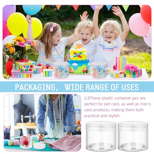 Image of Patelai 4 Pcs Plastic Jars Wide Mouth with Lids,6 Ounce,Clear