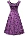 MUXXN Womens 1950s Scoop Neck Off Shoulder Cocktail Dress(S,Violet)