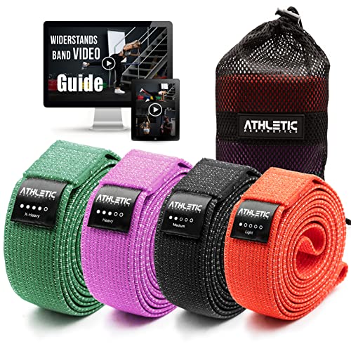 ATHLETIC AESTHETICS Premium Resistance Bands / Widerstandsbänder mit Stoff [Als Fitnessband und Fitnessbänder Set + Tasche und Videokurs] Fitness Band z.B. als Klimmzughilfe für Damen & Herren Cover