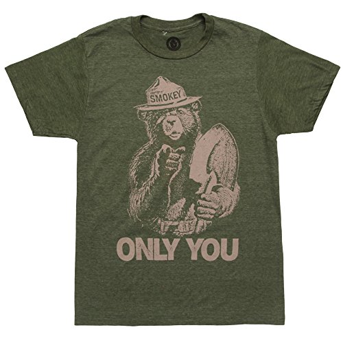 Mad Engine Smokey The Bear Only You Adult T-Shirt - Forest Green (Small)