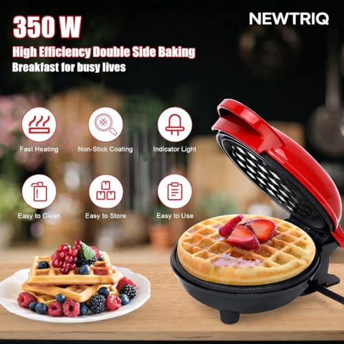 Image of Mini Waffle Maker Machine 3 In 1 Waffle Iron Home Appliances Kitchen Easy To Clean, 4 Inch, Perfect For Breakfast,Dessert, Sandwich, Pan Cakes, Other Snacks|Assorted - 350 Wattsn BG3 (Waffle Maker)