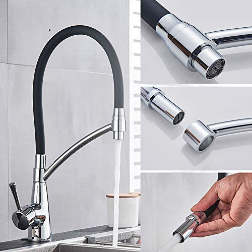 Robinet de cuisine à tirette avec rotation libre et jet monomode