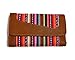 Mia Jewel Shop Multicolored Tribal Print Striped Pattern Material Leather Trifold Wallet with ID Window and Card Slots - Womens Fashion Handmade Bags Boho Travel Accessories (Tan)