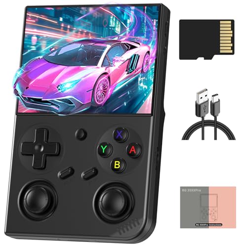 RG35XX Pro Retro Handheld Game Console 3.5-inch IPS Screen 64GB Game Card RG35XX Pro Linux OS Player 3200mAh Battery Compatible with Bluetooth WiFi RG35XXPro Black