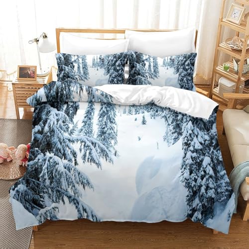 Parure de lit léopard des neiges effet 3D super doux avec fermeture éclair