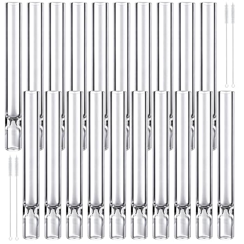 Aemygo 4 Inches Borosilicate Glass Tube 20 Pcs Glass Blowing Tubes 2mm Thick Wall Straight Glasses Tubing with 4 Cleaning Brush for Art DIY(12 mm OD 7mm ID)