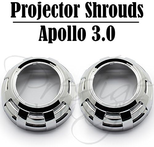 2x Apollo 3.0 Chrome Projector shrouds for HID/LED Retrofit 2.5" & 3" Projector