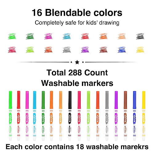 ARLTR Washable Markers Bulk, Bulk Pack of 320 in 16 Vibrant Colors with Super Tip - Perfect for Kids' Classrooms & Teachers