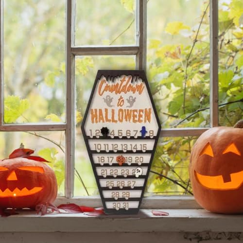 Calendrier décompte Halloween bois : décoration table salon et bureau