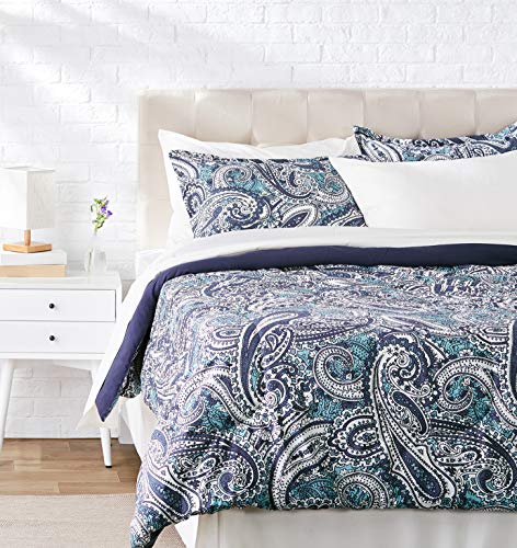 Amazon Basics 6-Piece Ultra-Soft Microfiber Bed-In-A-Bag Comforter Bedding Set - Twin/Twin XL, Blue Paisley - Image 5