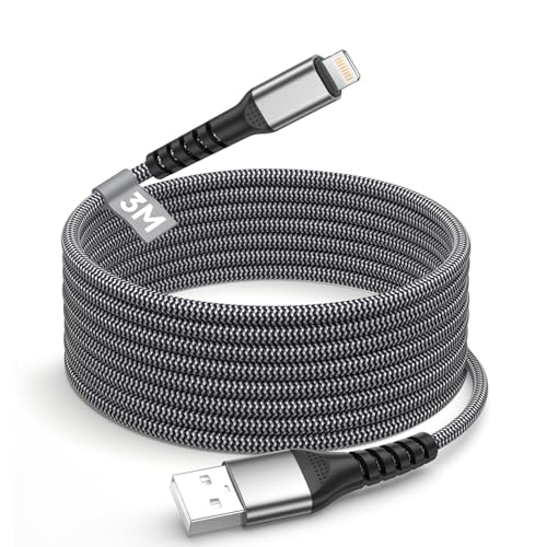 BLITEZZ Lightning-kabel, iPhone-oplaadkabel 3 m, [MFI-gecertificeerd] Extra lange USB Lightning Oplaadkabel van nylon gevlochten Apple oplaadkabel voor iPhone 14/13/12/11 Pro Max/X/8/7/6/SE/5S/iPad