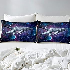 Two Whales Duvet Cover Set Dark Galaxy Universe Nebula Bedding Set 2pcs for Kids 3D Planet Comforter Cover Soft… 51ix COLDlL. SS280