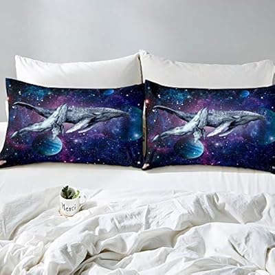 Two Whales Duvet Cover Set Dark Galaxy Universe Nebula Bedding Set 2pcs for Kids 3D Planet Comforter Cover Soft… 51ix COLDlL. SS400