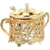 Hemobllo Tarro de Especias y Condimentos de Hierro Estilo Antiguo para Mesa de Café y Cocina, Recipiente Tapa para Almacenamiento de Azúcar y Sal