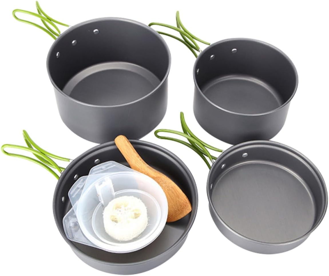 1Set Outdoor Cookware Set Portable Pot Pan Kit for Camping BBQ and Hiking Lightweight Non Stick Design for Easy Cleaning for Outdoor Cooking Activities