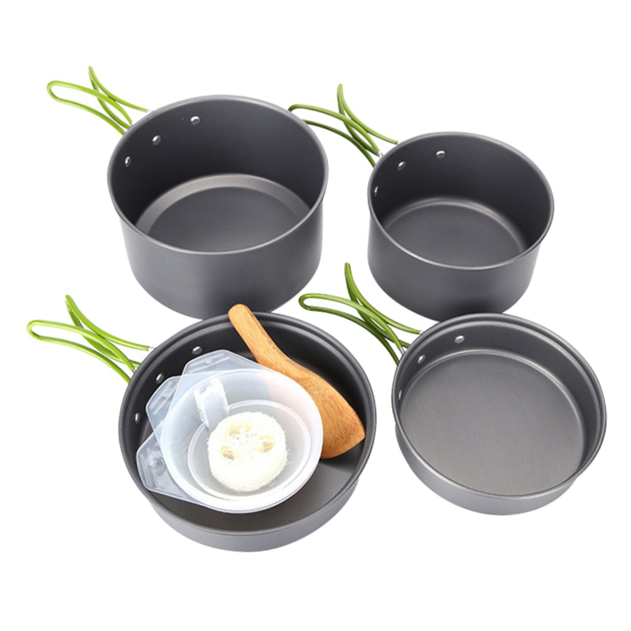 HOLIDYOYO 1Set Outdoor Cookware Set Portable Pot Pan Kit for Camping BBQ and Hiking Lightweight Non Stick Design for Easy Cleaning for Outdoor Cooking Activities