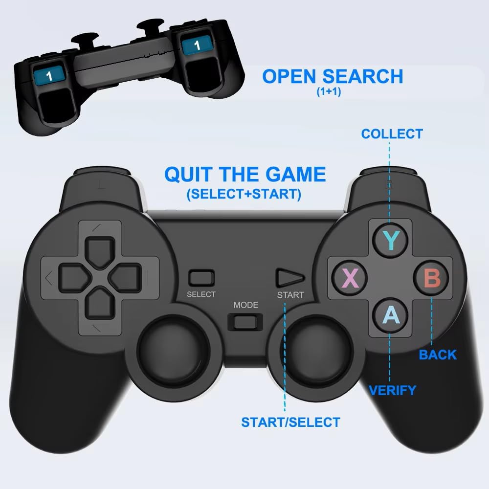 Proiettore per giochi HiFi 2IN1 Chip professionale Proiettore Android con 2 controller di gioco wireless 20000+ giochi