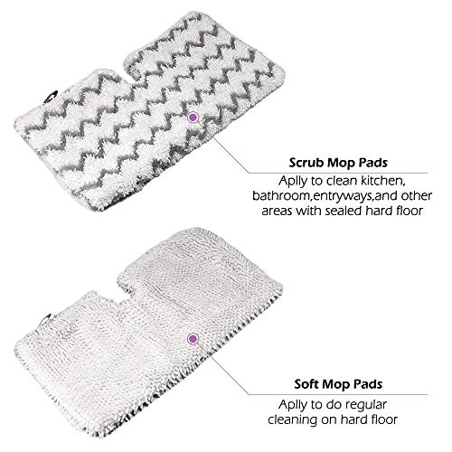 Image of F Flammi 8-Pack Replacement Pads for Shark Steam Pocket Mop S3501 S3601 S3550 S3901 SE450 S3801, Dual-Action Microfiber & Scrubbing Refills for Hardwood Tile Floor Deep Cleaning, Washable & Reusable