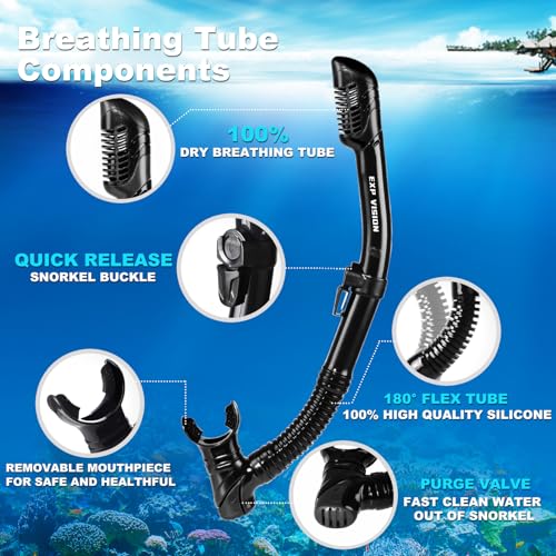 Image of Adult Pano 3 Scuba Diving Mask, Tempered Glass Snorkel Mask Anti-Fog Swim Mask No Leakage Swim Goggles with Nose Cover Snorkeling Gear for Snorkeling, Freediving, Swimming