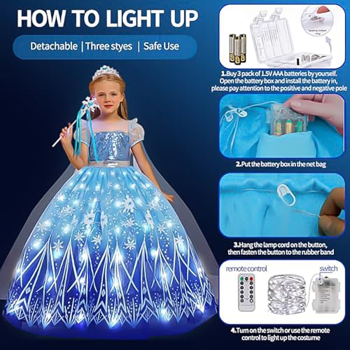 Light Up Princess Dress for Girls Ice and Snow Princess Dress3