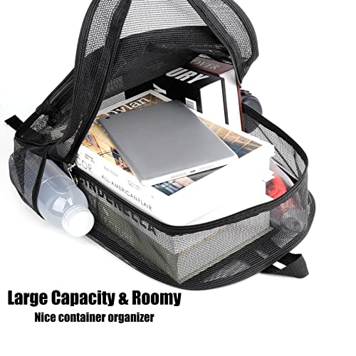 Mesh Backpack Heavy Duty See Through Mesh Backpacks For Swimming, Outdoor Sports (Black) #TOP4