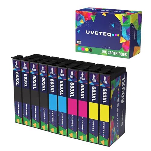 UVETEQ Compatible con 603 XL para Epson 603XL Cartuchos de Tinta para Epson XP-2100 XP-2150 XP-3100 XP-3105 XP-3155 XP-4100 XP-4150 Workforce WF-2810 WF-2820 WF-2830 WF-2835 WF-2845 WF-2850 (Pack 10)