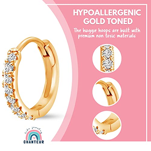 Image of Chanteur Hypoallergenic Huggie Earrings for Girls & Women - Small Hoop Design, Perfect for Teens & Kids
