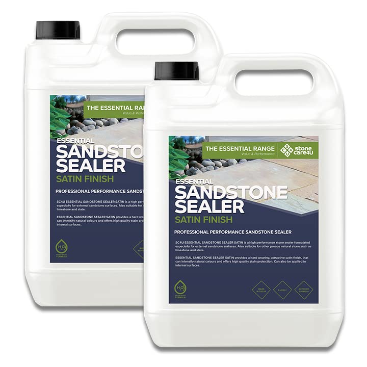 StoneCare4U - Sandstone Sealer Satin - 2 x 5L - Gloss Enhancement Exterior Natural Stone Sealant for Sandstone, Limestone, Slate & More. Outdoor Patio Sealant for Patio, Drive & Paths