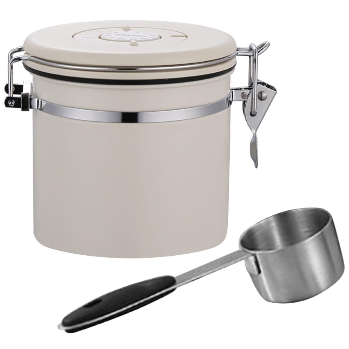 Homoyoyo Bote de Café en Grano 1, 2 L de Acero Inoxidable Beige