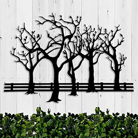 tgaoghamg Forest Metal Wall Decor Autumn Themed Wall Hanging Decoration for Balcony Patio Bedroom Living Room Cover