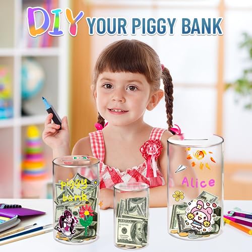 image for hizgo Kids Adults Piggy Bank, Small Clear Piggy Bank for Kids Adults M