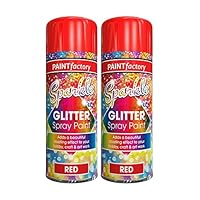Classic Signature - 2 x Glitter Red Spray Paint 200ml Decorative, Creative, Dazzling Effect to Your Hobby Art and Craft Use