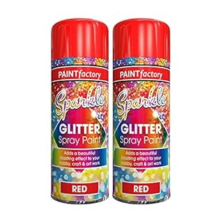 Classic Signature - 2 x Glitter Red Spray Paint 200ml Decorative, Creative, Dazzling Effect to Your Hobby Art and Craft Use