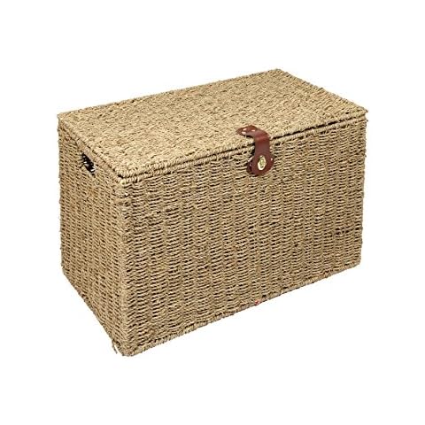 Woodluv Natural Seagrass Lidded Storage Trunk Cover