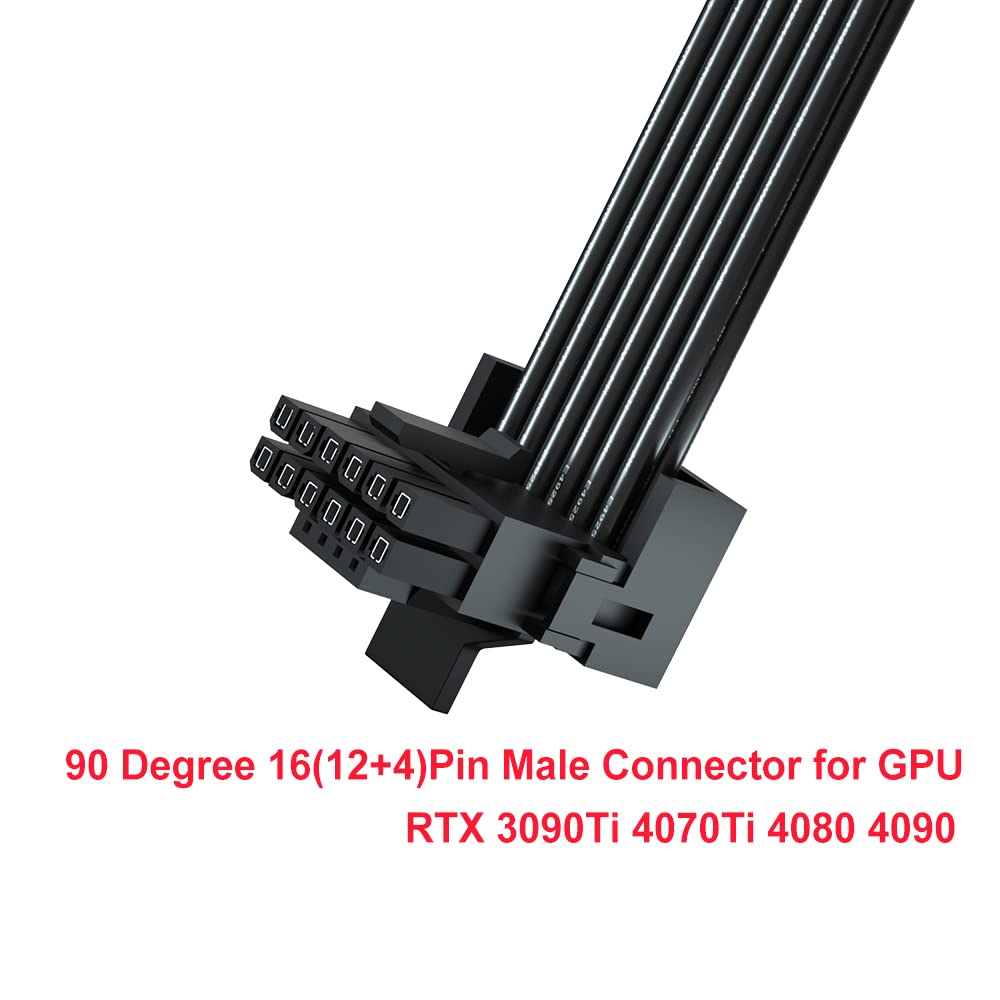 deleyCON Adattatore PCI-e 5.0 Angolato 90° 12+4 Pin 16 Pin Tipo A per Schede Grafiche fino A 600W - Connettore PCIe 12VHPWR - Compatibile con GPU
