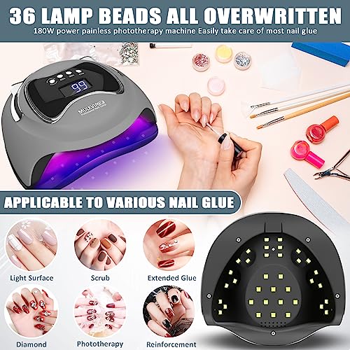 Mulevip Lampada Uv Led Unghie 180W Lampada Led Unghie Lampada Unghie,Lampada Uv Led Unghie Professionale Con Sensore Automatico,Timers Da 10S/30S/60S/90S, Lcd Display, Per Gel Nail Polish - 4