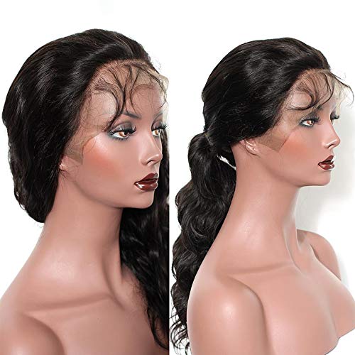 Amberhair Peruca frontal entrelaçada 30 x 10 cm, cabelo humano ondulado 9A cabelo virgem brasileiro