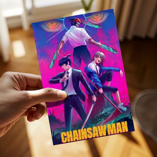 Image of Chainsaw Man Poster Set of 54 | Mini Anime Wall Collage Kit (4x6 Inches) | Denji, Power, Makima, Aki | Wall art Posters for Room Decor | Thick Matte Finish | Anime Wall Aesthetic